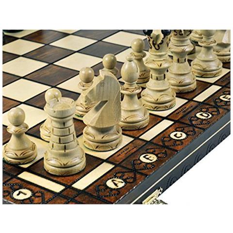 Set Di Scacchi Handmade European Ambassador - Tavola In Legno Di Faggio E Betulla Da 21 Pollici Con Base In Feltro - Pezzi Degli Scacchi In Carpino Intagliato E Legno Di Sicomoro - Scomparto All'interno Della Scacchiera Per Riporre Ogni Pezzo - Foto 2