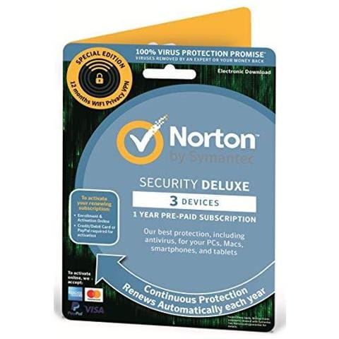 Norton Security Deluxe E Wifi Privacy 1 Anno 3 Periferiche Pc Andriod Mac Iphone Ipad Codice Di Attivazione Per Posta - Foto 1