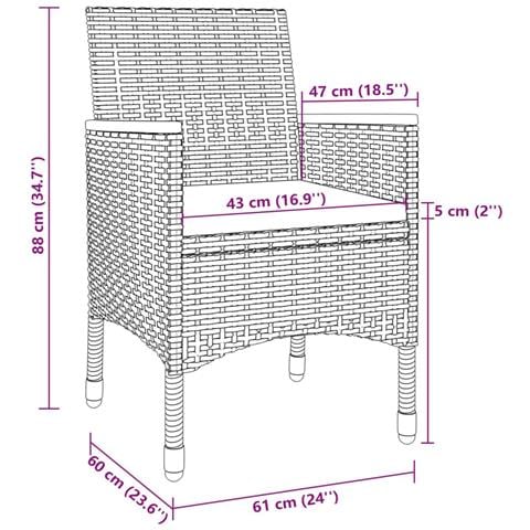 Set Da Pranzo Per Giardino 5 Pz Con Cuscini Polyrattan E Vetro - Foto 2
