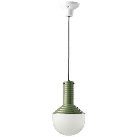 Sospensione Vintage Grande Decò Selaron Ceramica Verde Salvia 1 Luce E27 - Foto 8