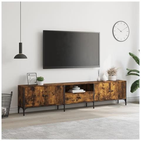Mobile Tv Cassetto Rovere Fumo 200x25x44 Cm Legno Multistrato - Foto 3