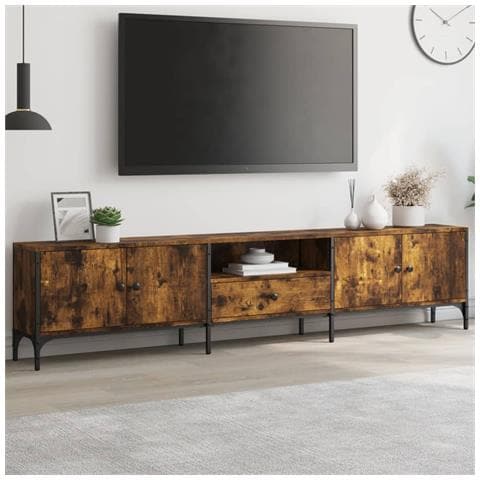 Mobile Tv Cassetto Rovere Fumo 200x25x44 Cm Legno Multistrato - Foto 1