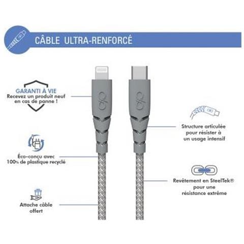 Cavo Usb C/lightning Ultra Rinforzato 3m - 3a, Grigio - Foto 2