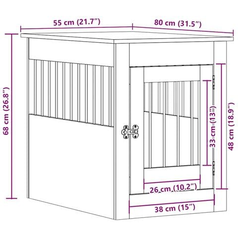 Gabbia Cani Da Arredamento Nera 55x80x68cm Legno Multistrato - Foto 2
