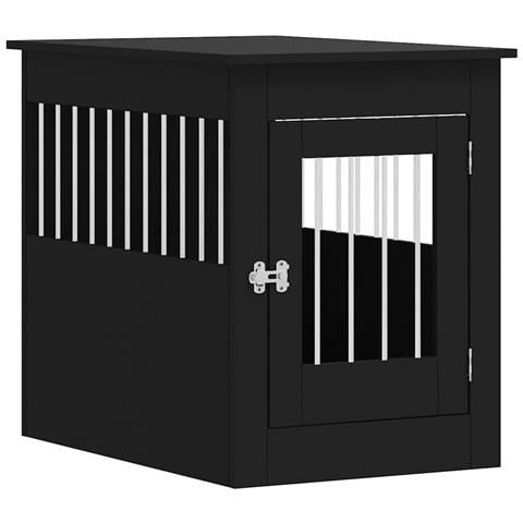 Gabbia Cani Da Arredamento Nera 55x80x68cm Legno Multistrato - Foto 1