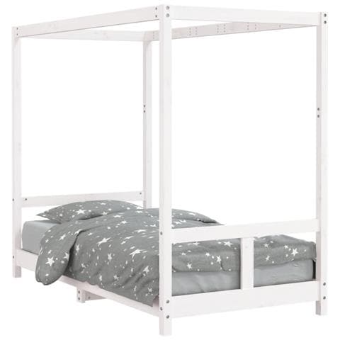 Giroletto per Bambini Bianco 80x160cm in Legno Massello di Pino - Foto 2