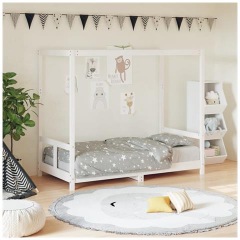 Giroletto per Bambini Bianco 80x160cm in Legno Massello di Pino - Foto 1