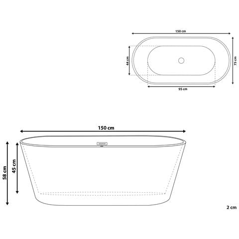 Vasca Da Bagno Freestanding Havana 150 X 75 Cm Nero /bianco - Foto 7
