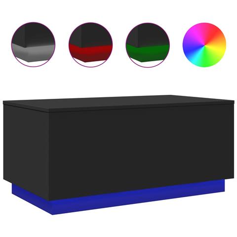 Tavolino Da Soggiorno Con Luci Led Nero 90x50x40 Cm - Foto 2