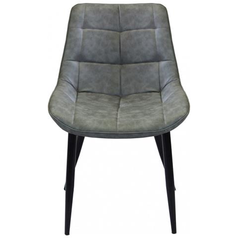 Sedia Larga Da Interno Sala Da Pranzo Con Struttura In Metallo E Seduta Morbida Rivestita In Ecopelle No Arm - Grey - Foto 1