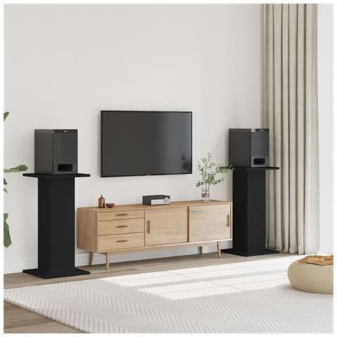 Supporti Altoparlanti 2 Pz Neri 30x30x80cm In Legno Multistrato - Foto 1
