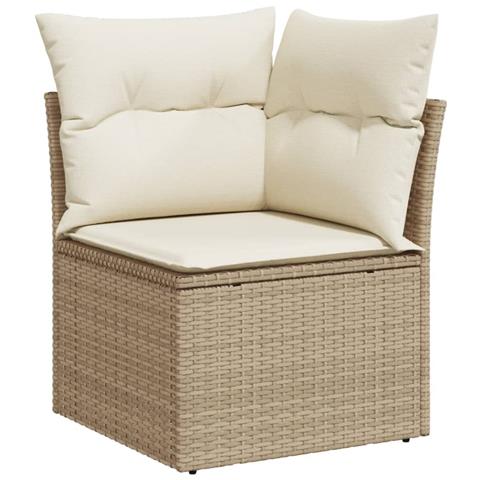 Divano Angolare Da Giardino Con Cuscini Beige In Polyrattan - Foto 1