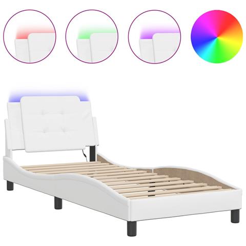 Giroletto Con Luci Led Bianco 80x200 Cm In Similpelle - Foto 1