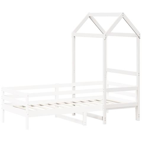 Tetto Letto Bambini Bianco 98x70x176,5 Cm Legno Massello Pino - Foto 3