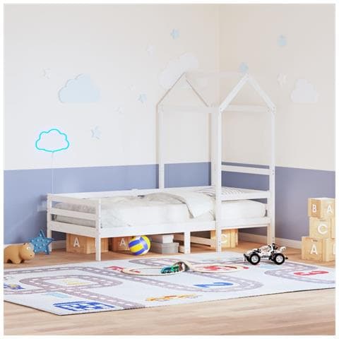 Tetto Letto Bambini Bianco 98x70x176,5 Cm Legno Massello Pino - Foto 1