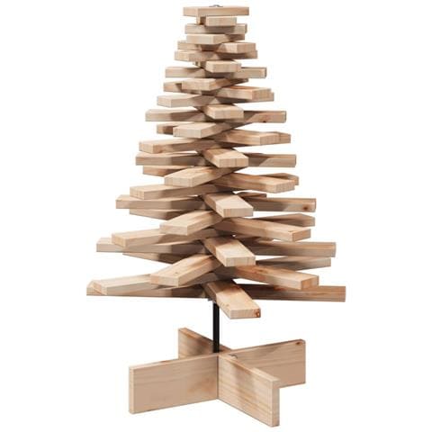 Albero Di Natale Decorativo In Legno 80 Cm Legno Massello Pino - Foto 2