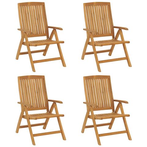 Sedie da Giardino Reclinabili con Cuscini 4 pz in Legno di Teak - Foto 10