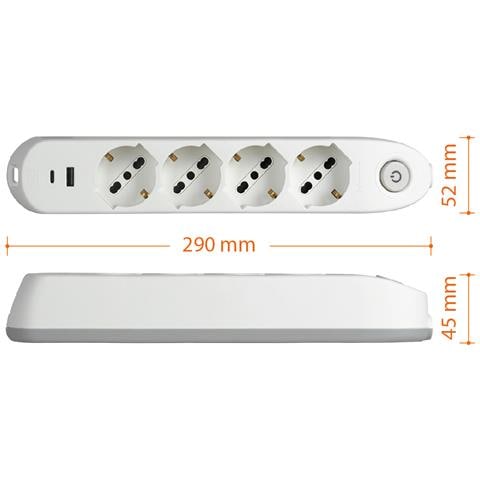 Poker prolunghe e multiple 1,5 m 4 presa (e) AC Interno Bianco - Foto 2