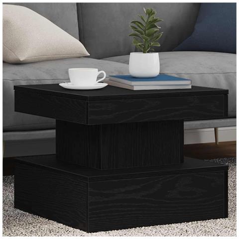 Tavolino da Salotto con Luci LED Rovere Nero 50x50x40 cm - Foto 1