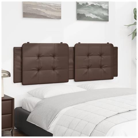 Cuscino Testiera Marrone 160 Cm In Similpelle - Foto 3