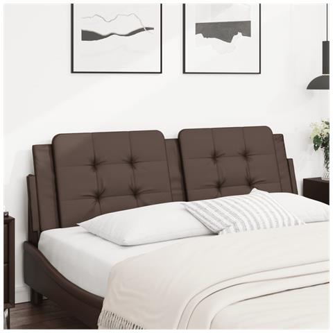 Cuscino Testiera Marrone 160 Cm In Similpelle - Foto 1