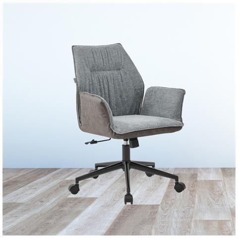 Poltrona Girevole Citra Con Rotelle In Retro Elephant E Seduta Grigia - Foto 1