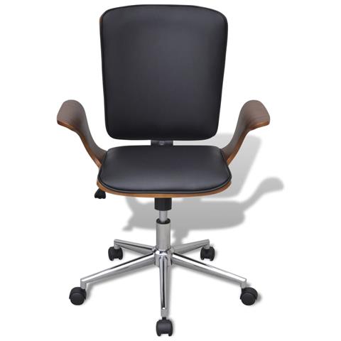 Sedia Da Ufficio Girevole In Legno Curvato E Similpelle - Foto 1