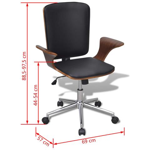 Sedia Da Ufficio Girevole In Legno Curvato E Similpelle - Foto 5