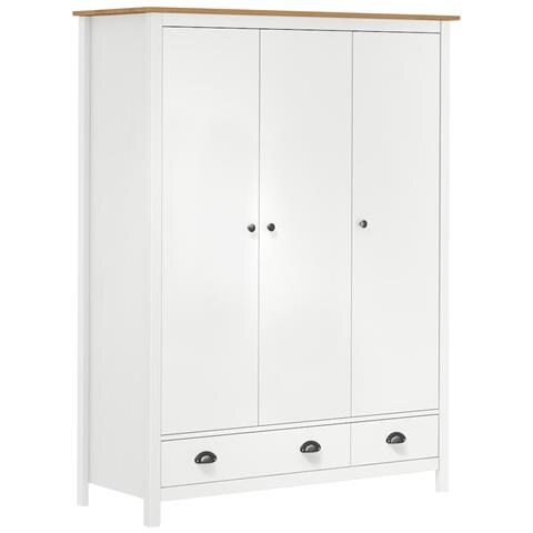 Lusso Casadino -  Armadio A 3 Ante Hill Bianco 127x50x170 Cm In Legno Di Pino - Foto 2