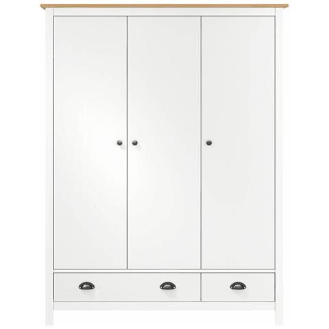 Lusso Casadino -  Armadio A 3 Ante Hill Bianco 127x50x170 Cm In Legno Di Pino - Foto 1