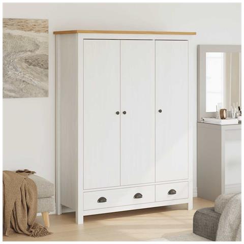 Lusso Casadino -  Armadio A 3 Ante Hill Bianco 127x50x170 Cm In Legno Di Pino - Foto 9