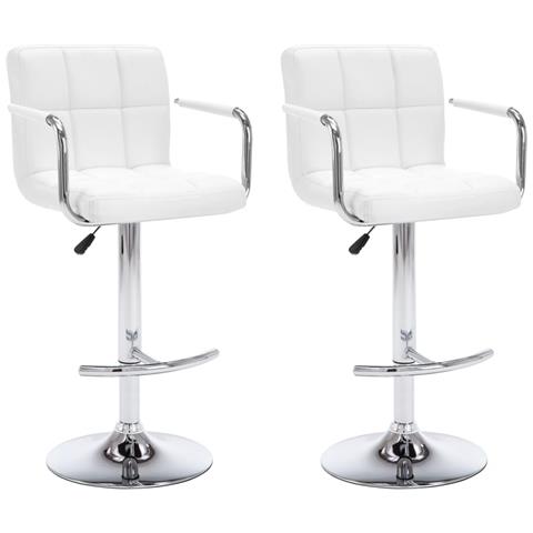 Lusso Casadino - Sgabelli Da Bar 2 Pz Bianchi In Similpelle - Foto 1