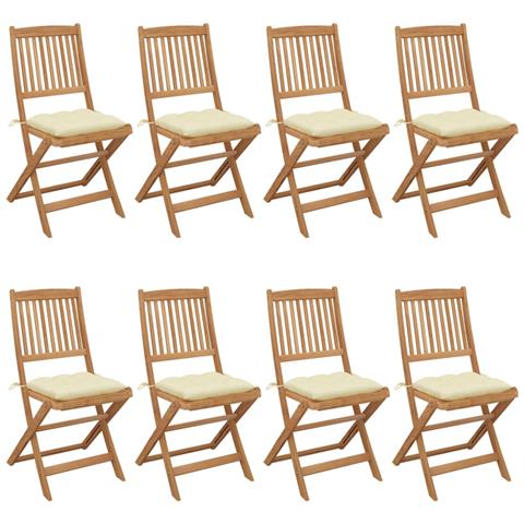 Sedie Da Giardino Pieghevoli 8 Pz Con Cuscini Massello Acacia - Foto 2