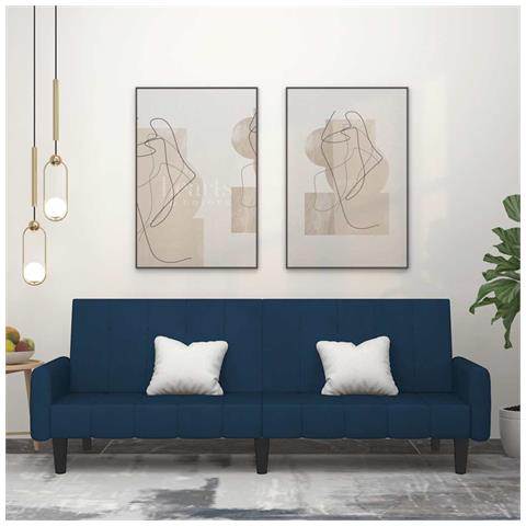 Divano Letto a 2 Posti Blu in Velluto - Foto 2