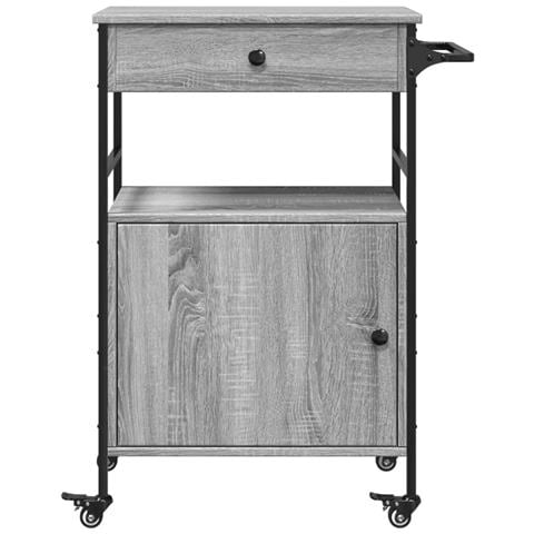 Carrello da Cucina Grigio Sonoma 56x43x89,5cm Legno Multistrato - Foto 9