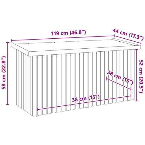 Scatola di Stoccaggio 119x44x58.5 cm Legno di Pino Trattato - Foto 9