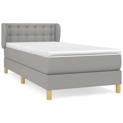 Giroletto a Molle con Materasso Grigio Chiaro 80x200 cm Tessuto - Foto 1