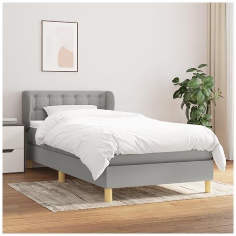 Giroletto a Molle con Materasso Grigio Chiaro 80x200 cm Tessuto - Foto 2