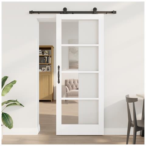 "Porta Scorrevole  con Set Hardware ""ORKDAL"" Bianca 83x211 cm, Porta Interna  con Vetro ""ORKDAL"" Bianca 83x211x4 cm" - Foto 2