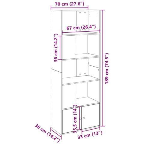 Libreria Grigio Sonoma 70x36x189 cm in Legno Multistrato - Foto 9