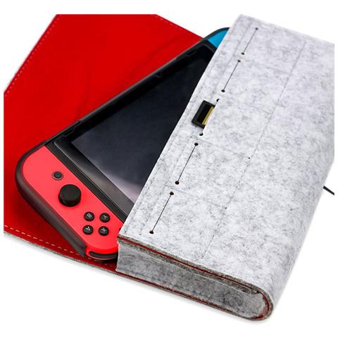 Custodia In Feltro Per Nintendo Switch Con Logo Switch - Protezione E Portabilità Grey - Foto 4
