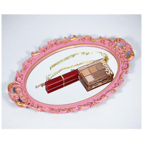 Specchio Ovale Rosa Con Cornice 2 Pezzi Stile Vintage 24,5 X 36 Cm - Foto 5