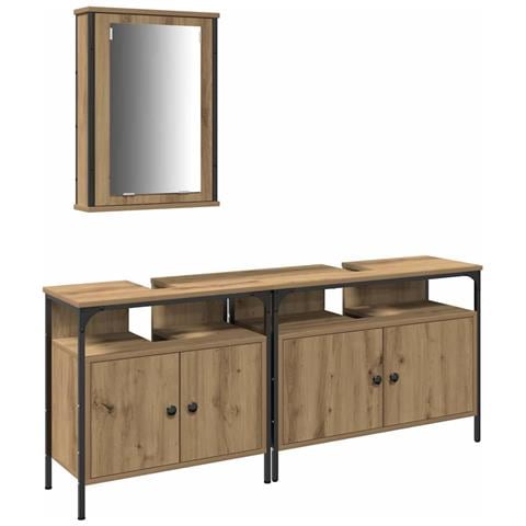 Unità da Bagno 3 pcs Marrone 80 x 30 x 60 cm Legno multistrato - Foto 1