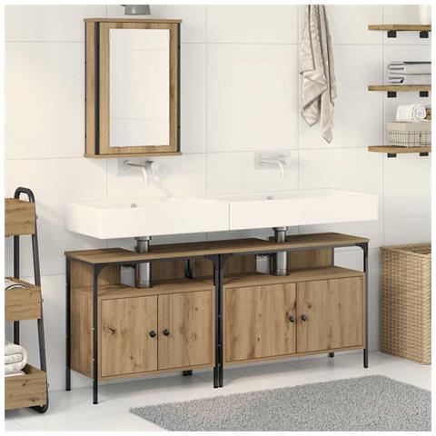 Unità da Bagno 3 pcs Marrone 80 x 30 x 60 cm Legno multistrato - Foto 2