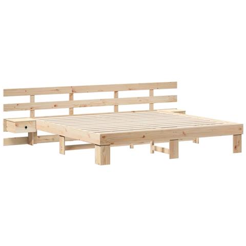 Struttura del letto con cassetto Marrone Legno di pino massello - Foto 1