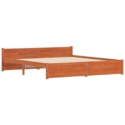 Struttura del letto con testiera Cera marrone 200 x 200 cm - Foto 1