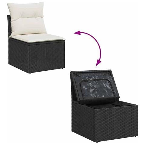 Set Divano da Giardino 7 pcs Nero e Crema 55 x 55 x 37 cm - Foto 9