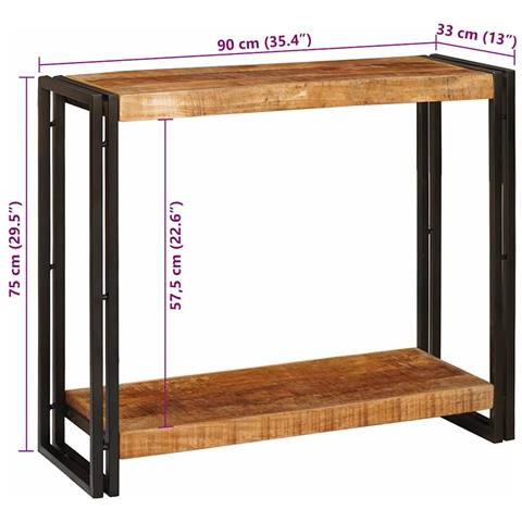 Tavolo consolle 90 x 33 x 75 cm Legno massello di mango ruvido - Foto 9