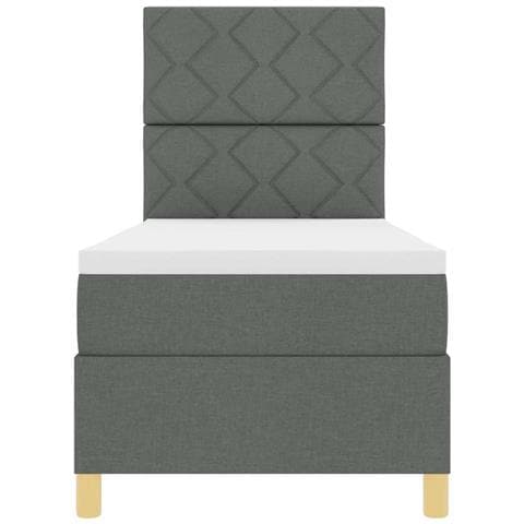 Letto a molle con materasso Grigio scuro 80 x 200 cm Tessuto - Foto 9