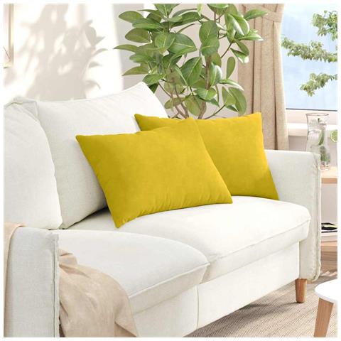 Cuscini da Divano 2 pcs Giallo 60 x 40 cm Tessuto in Cords - Foto 2